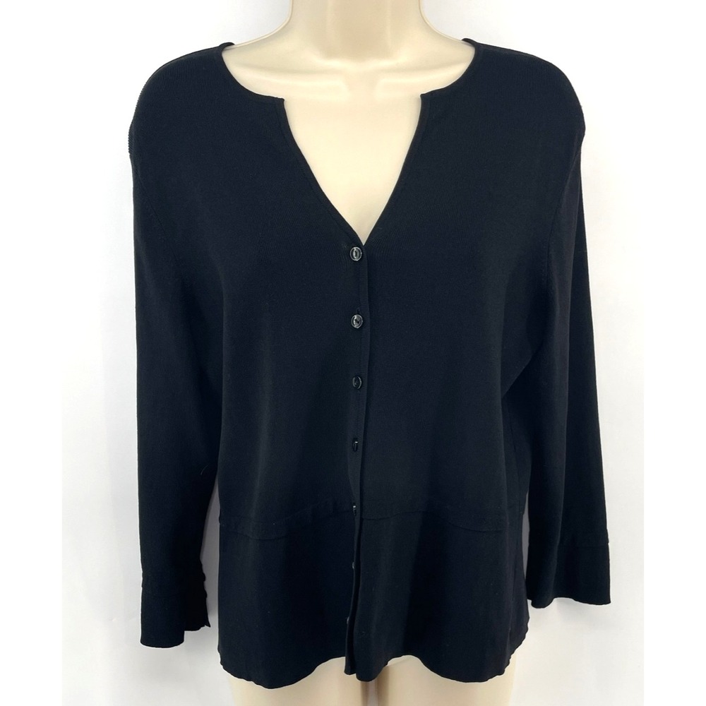 Vintage Talbots Cardigan‎ Sweater Size *M Black Rayon Blend Button Up Preppy